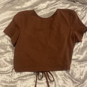 brown crop top tie open back never worn